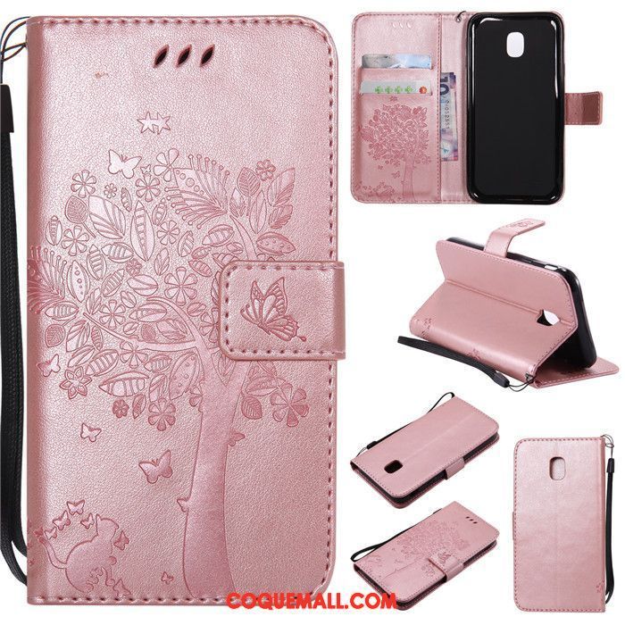 Étui Samsung Galaxy J3 2017 Or Rose Incassable Clamshell, Coque Samsung Galaxy J3 2017 Tout Compris Étoile