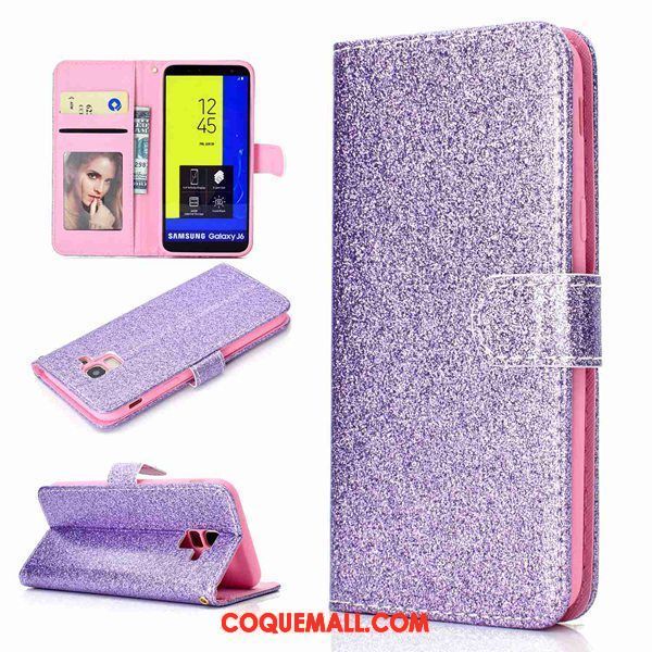 Étui Samsung Galaxy J6 Portefeuille Ornements Suspendus Violet, Coque Samsung Galaxy J6 Incassable Téléphone Portable