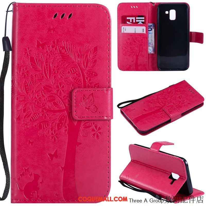 Étui Samsung Galaxy J6 Rouge Tout Compris Protection, Coque Samsung Galaxy J6 Étoile Téléphone Portable