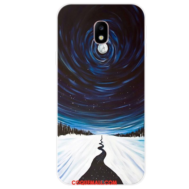 Étui Samsung Galaxy J7 2017 Bleu Tout Compris Incassable, Coque Samsung Galaxy J7 2017 Étoile Fluide Doux