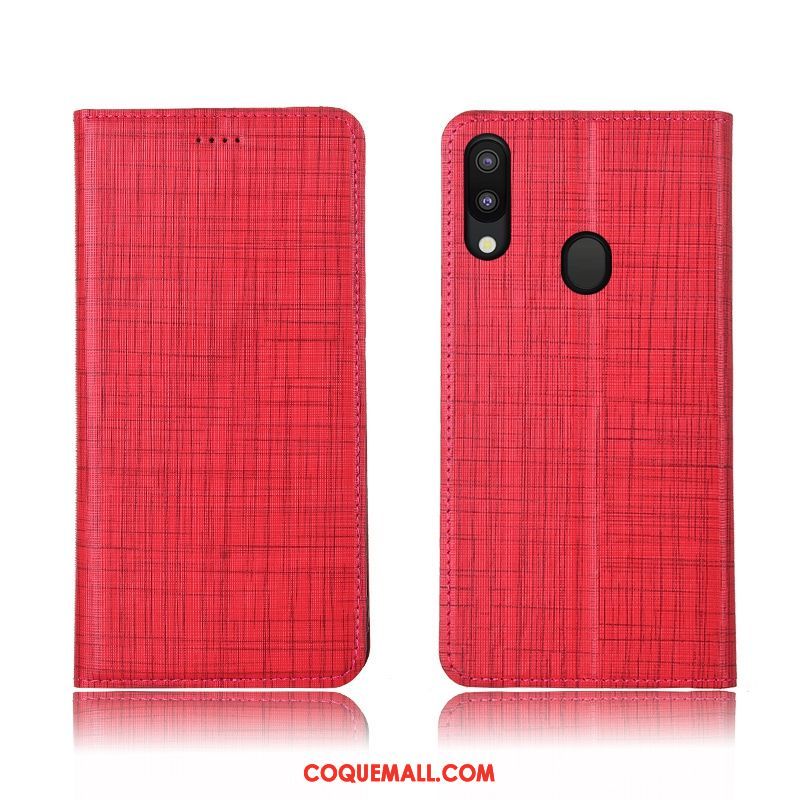 Étui Samsung Galaxy M20 Silicone Nouveau Rouge, Coque Samsung Galaxy M20 Délavé En Daim Clamshell