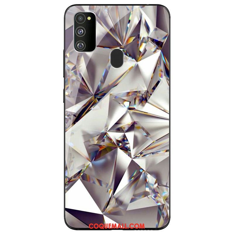 Étui Samsung Galaxy M30s Personnalité Créatif Verre, Coque Samsung Galaxy M30s Argent Téléphone Portable