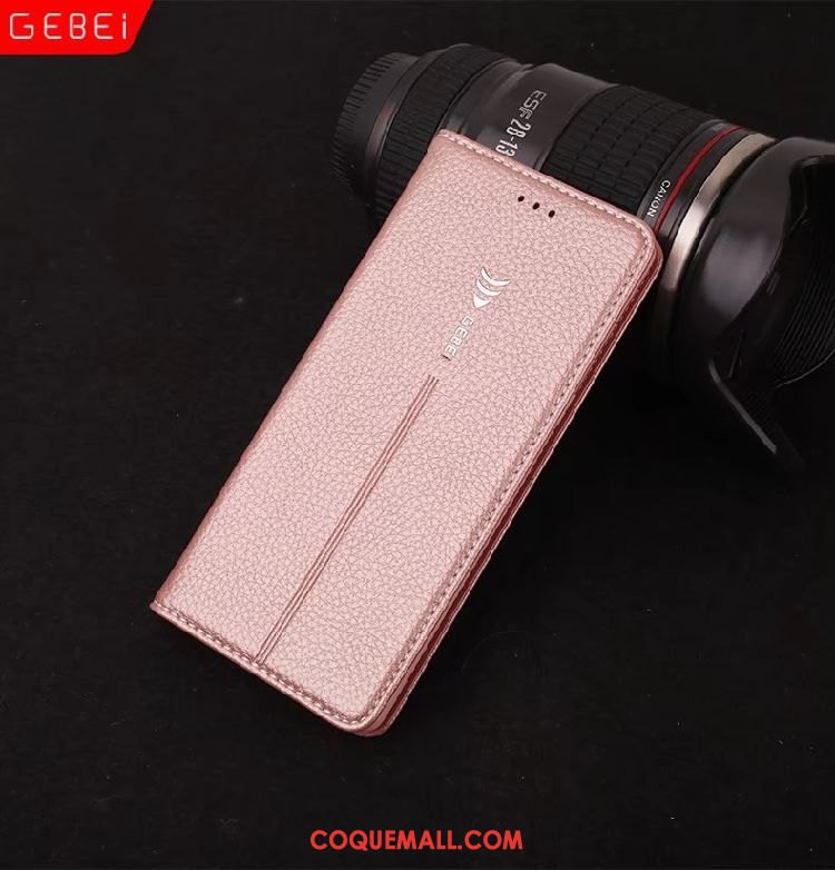 Étui Samsung Galaxy Note 10+ En Cuir Bordure Portefeuille, Coque Samsung Galaxy Note 10+ Or Rose Téléphone Portable