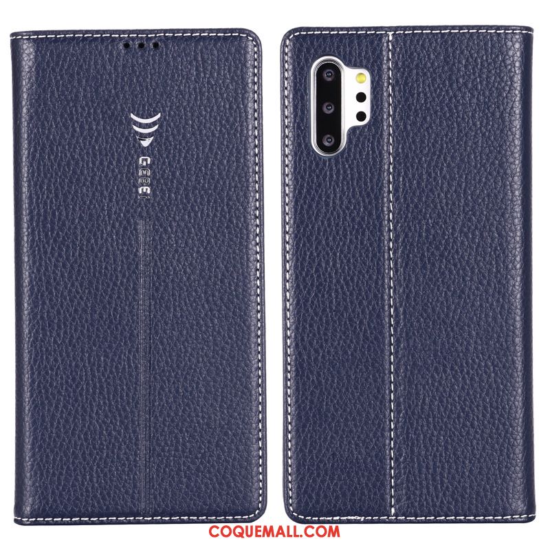 Étui Samsung Galaxy Note 10+ En Cuir Protection Téléphone Portable, Coque Samsung Galaxy Note 10+ Étoile Bleu