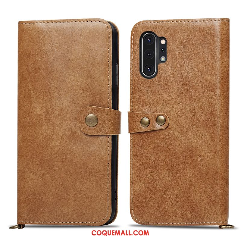 Étui Samsung Galaxy Note 10+ Téléphone Portable Étoile En Cuir, Coque Samsung Galaxy Note 10+ Braun