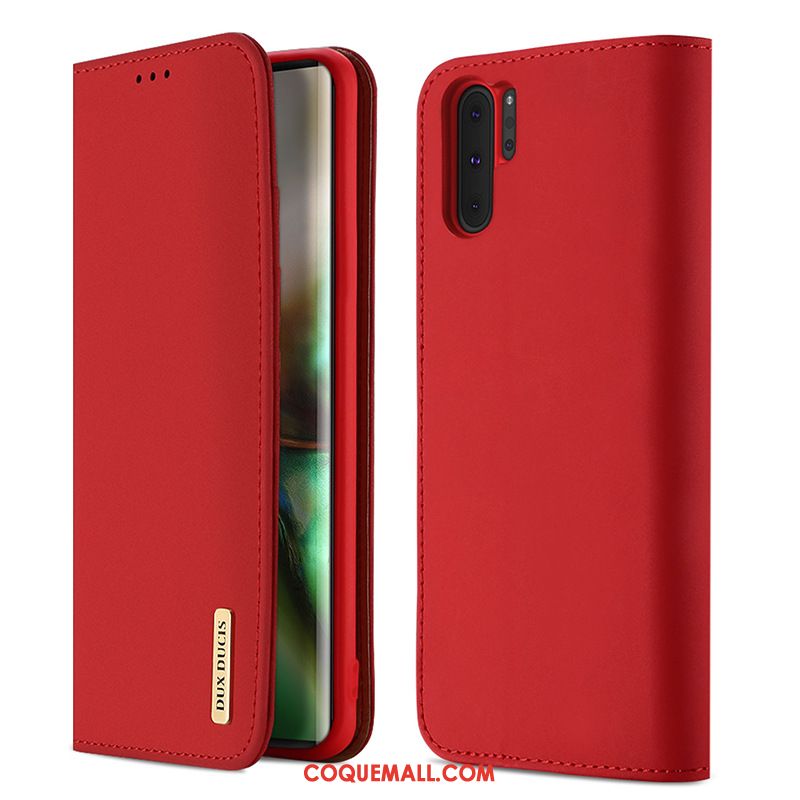 Étui Samsung Galaxy Note 10+ Étoile Rouge En Cuir, Coque Samsung Galaxy Note 10+ Téléphone Portable