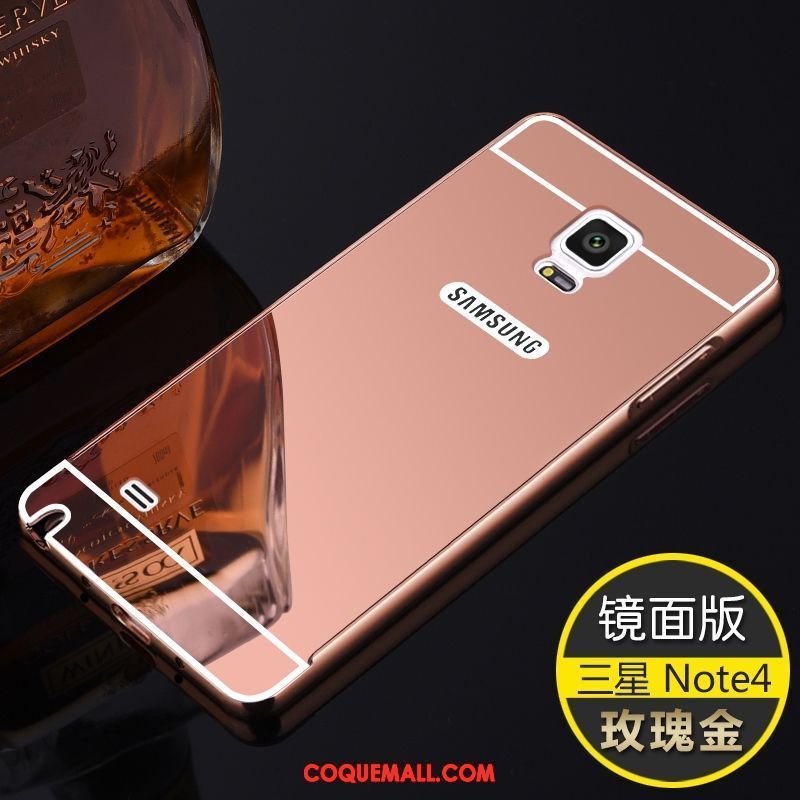 Étui Samsung Galaxy Note 4 Métal Personnalité Couvercle Arrière, Coque Samsung Galaxy Note 4 Tendance Or Rose