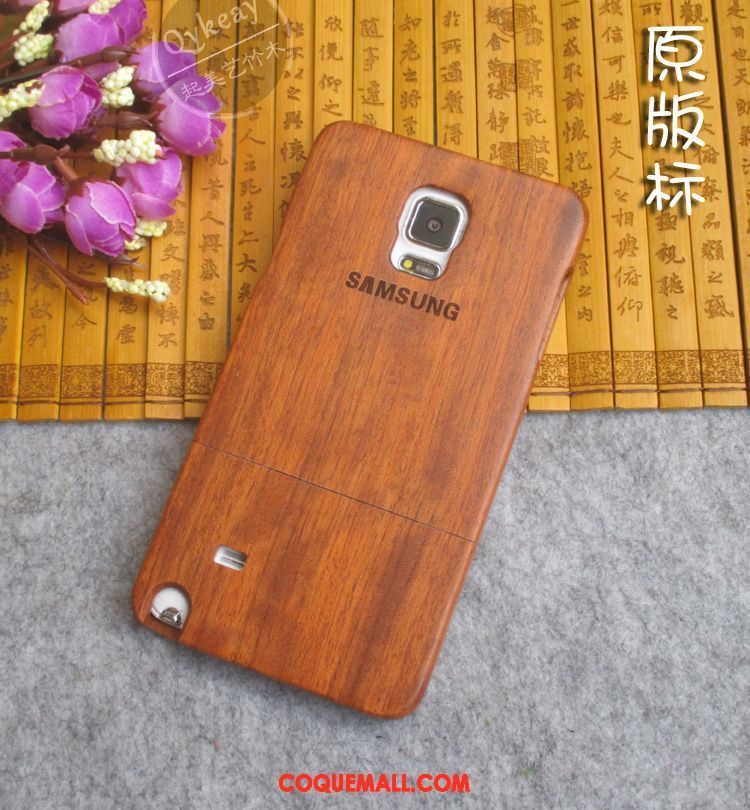 Étui Samsung Galaxy Note 4 Protection Bois Gaufrage, Coque Samsung Galaxy Note 4 Étoile En Bois Braun