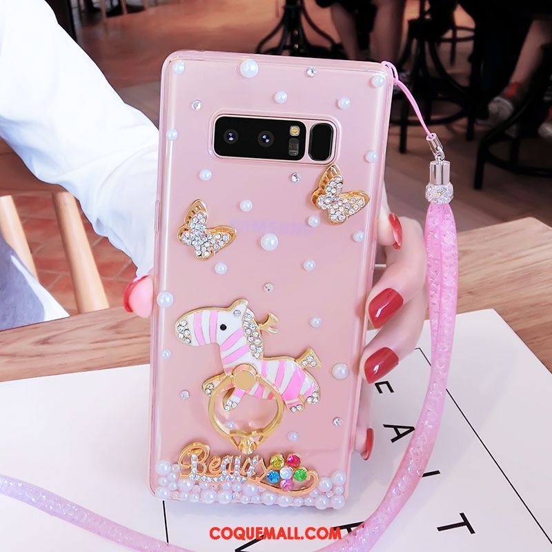 Étui Samsung Galaxy Note 8 Fluide Doux Téléphone Portable Rose, Coque Samsung Galaxy Note 8 Ornements Suspendus Étoile