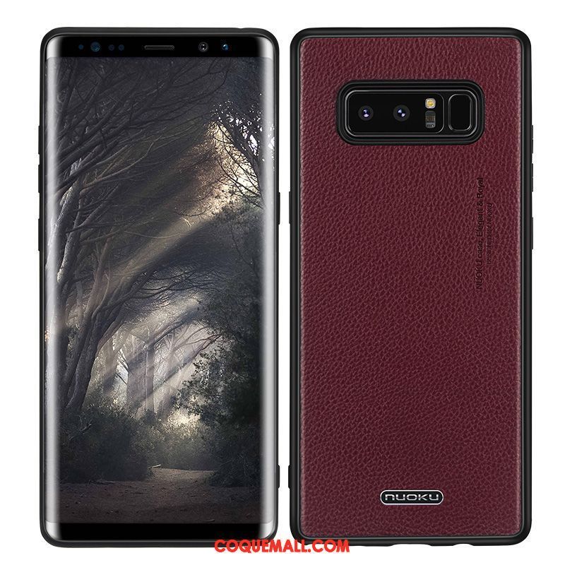 Étui Samsung Galaxy Note 8 Tout Compris Cuir Véritable Étoile, Coque Samsung Galaxy Note 8 Tendance Silicone Braun