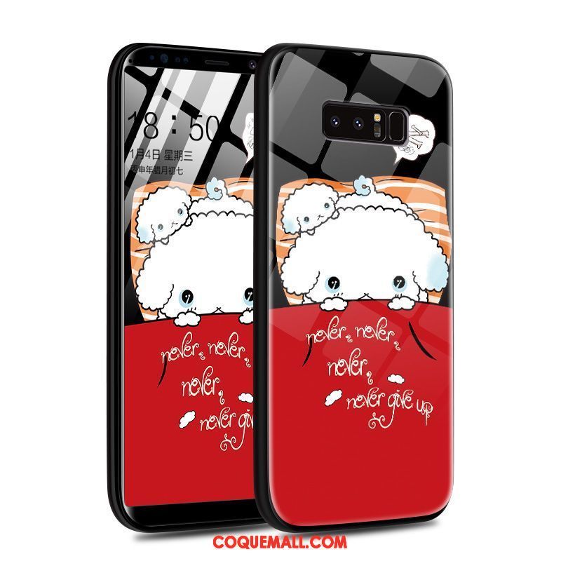 Étui Samsung Galaxy Note 8 Étoile Protection Rouge, Coque Samsung Galaxy Note 8 Fluide Doux Verre