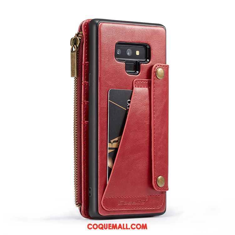 Étui Samsung Galaxy Note 9 Protection Rouge Portefeuille, Coque Samsung Galaxy Note 9 Étoile Étui En Cuir