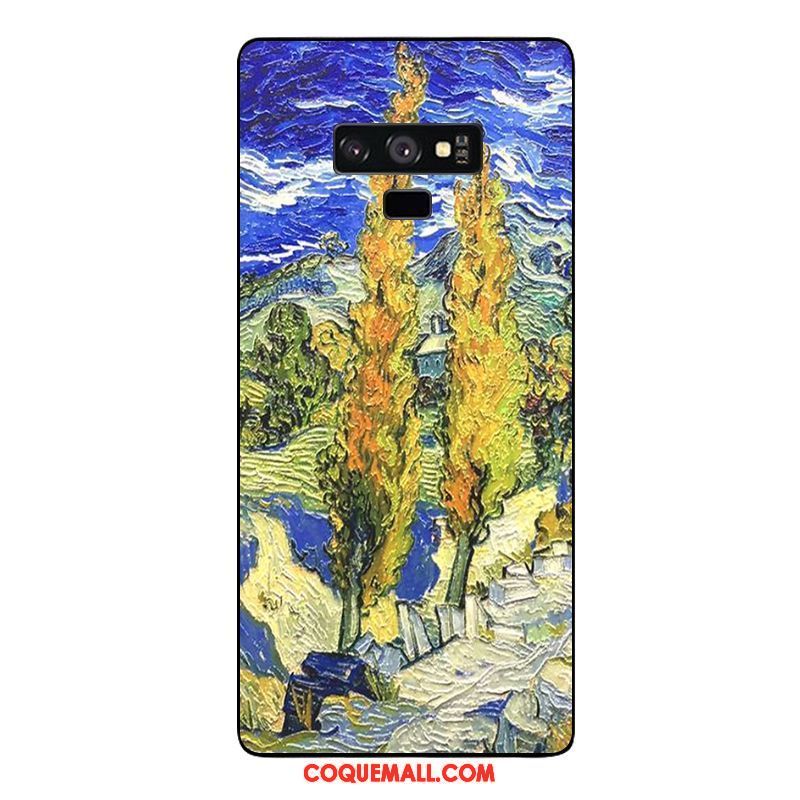 Étui Samsung Galaxy Note 9 Étoile Europe Gaufrage, Coque Samsung Galaxy Note 9 Peinture À L'huile Haute