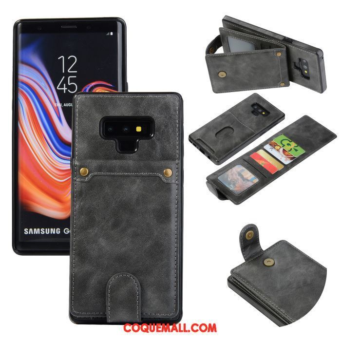 Étui Samsung Galaxy Note 9 Étoile Incassable Gris, Coque Samsung Galaxy Note 9 Tout Compris Étui En Cuir