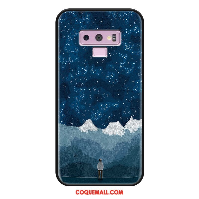 Étui Samsung Galaxy Note 9 Étoile Élégant Gaufrage, Coque Samsung Galaxy Note 9 Bleu Téléphone Portable