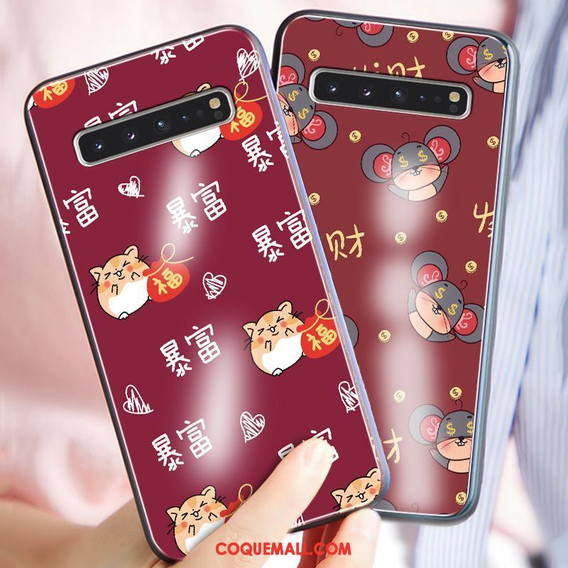 Étui Samsung Galaxy S10 5g Fluide Doux Étoile Rouge, Coque Samsung Galaxy S10 5g Tout Compris Protection