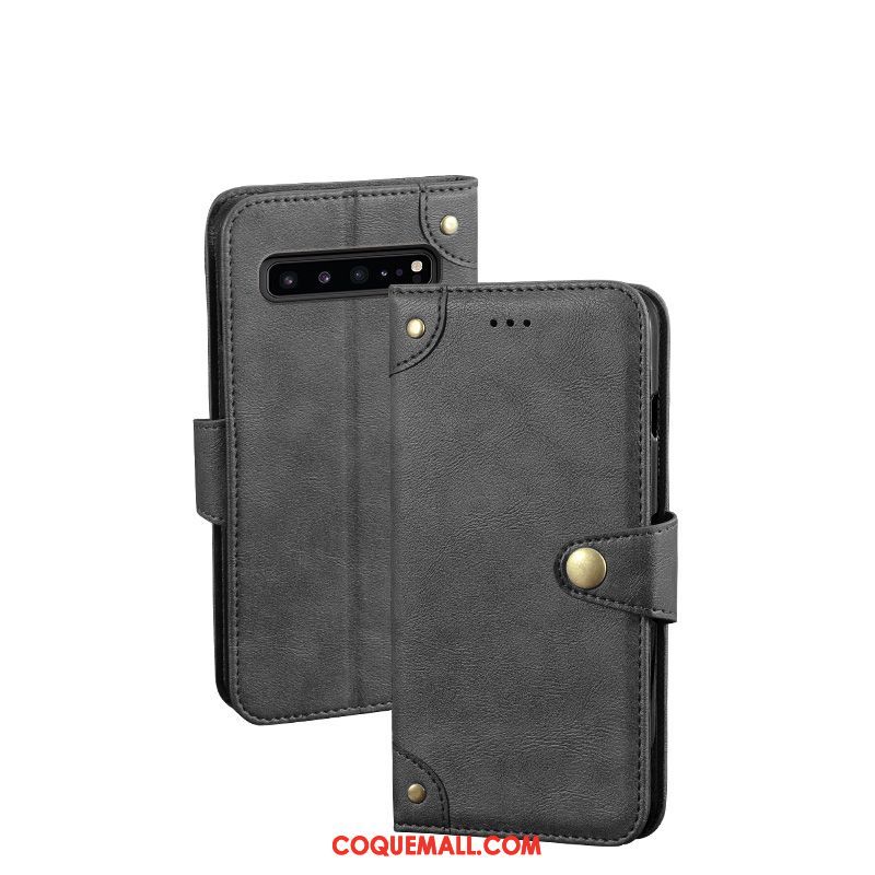 Étui Samsung Galaxy S10 5g Noir En Cuir Téléphone Portable, Coque Samsung Galaxy S10 5g Carte Portefeuille