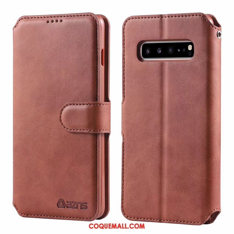 Étui Samsung Galaxy S10 5g Protection Étoile Téléphone Portable, Coque Samsung Galaxy S10 5g Clamshell En Cuir Braun