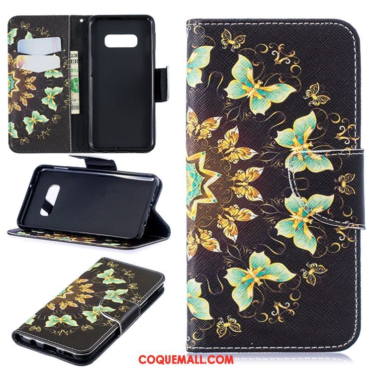 Étui Samsung Galaxy S10 En Cuir Étoile Tendance, Coque Samsung Galaxy S10 Téléphone Portable Noir