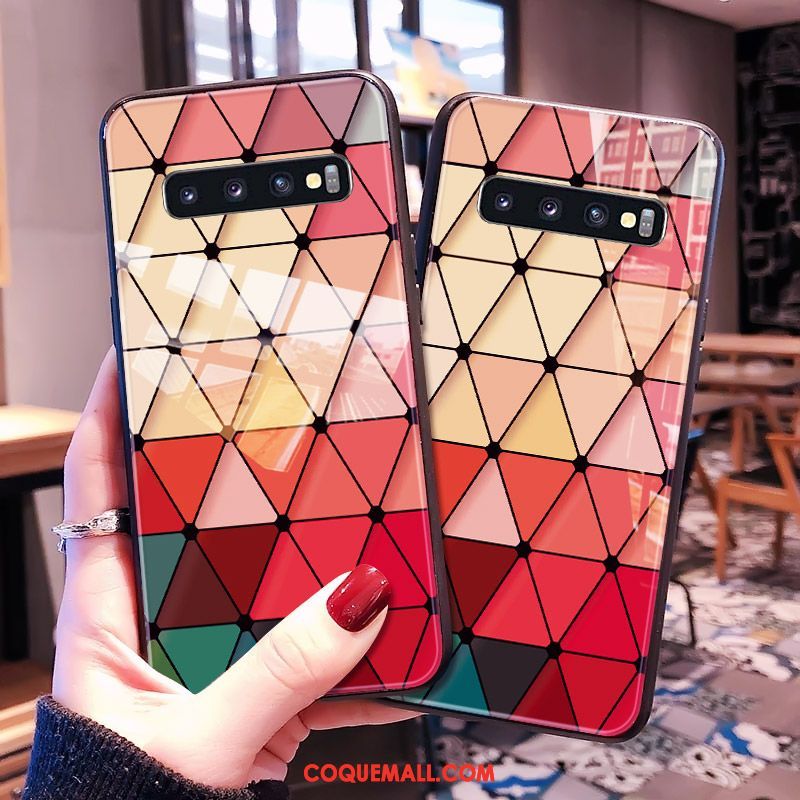 Étui Samsung Galaxy S10 Losange Marque De Tendance Personnalité, Coque Samsung Galaxy S10 Créatif Verre