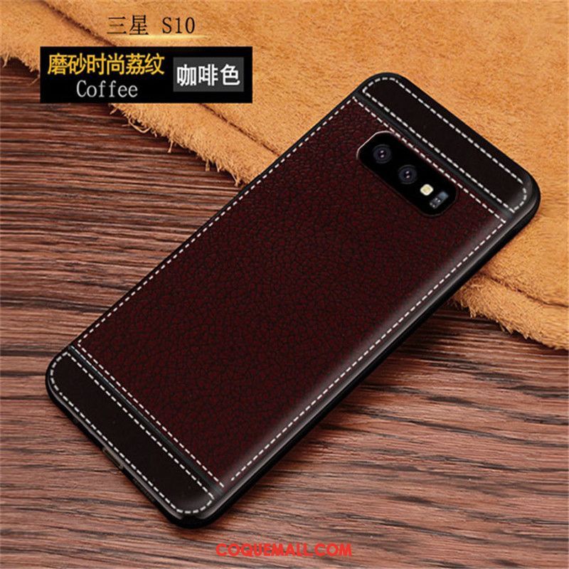 Étui Samsung Galaxy S10 Modèle Fleurie Incassable Protection, Coque Samsung Galaxy S10 Étoile Téléphone Portable Braun