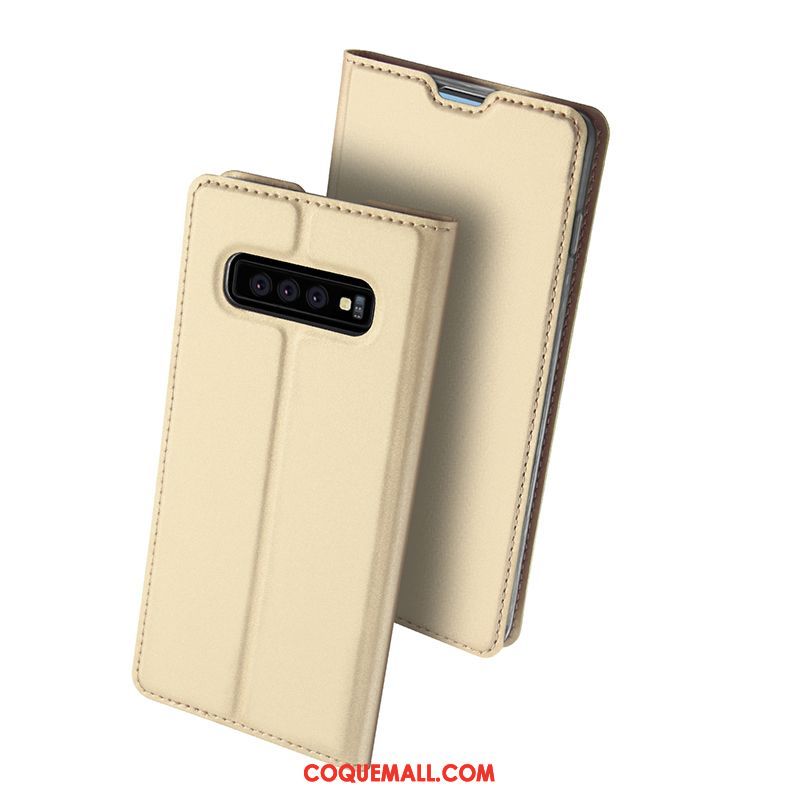 Étui Samsung Galaxy S10+ Or Portefeuille En Cuir, Coque Samsung Galaxy S10+ Étoile Protection