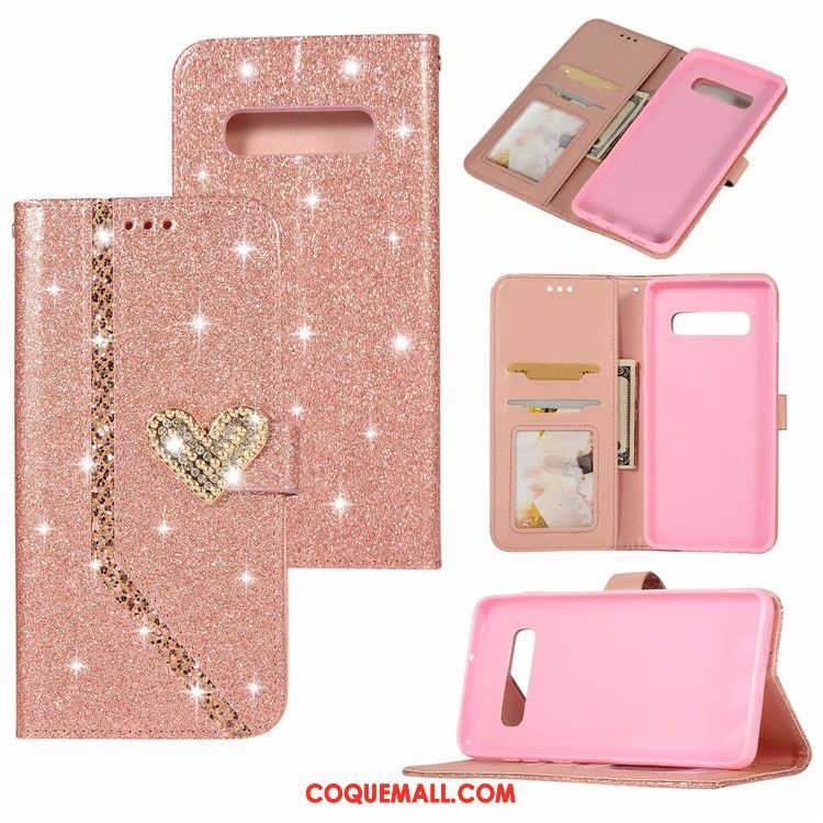 Étui Samsung Galaxy S10 Rose Amour Nouveau, Coque Samsung Galaxy S10 Carte Téléphone Portable