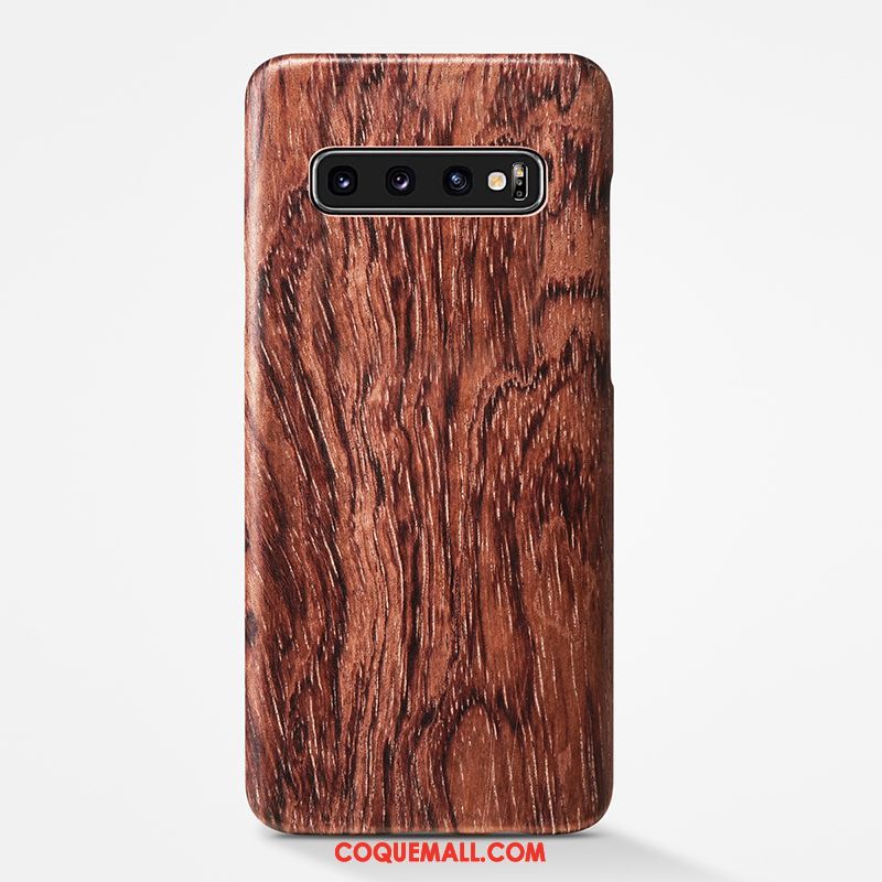 Étui Samsung Galaxy S10+ Téléphone Portable Simple Bois, Coque Samsung Galaxy S10+ Protection Couvercle Arrière Braun