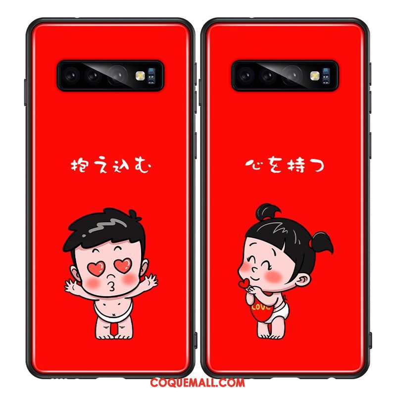 Étui Samsung Galaxy S10+ Téléphone Portable Tout Compris Verre, Coque Samsung Galaxy S10+ Amoureux Fluide Doux