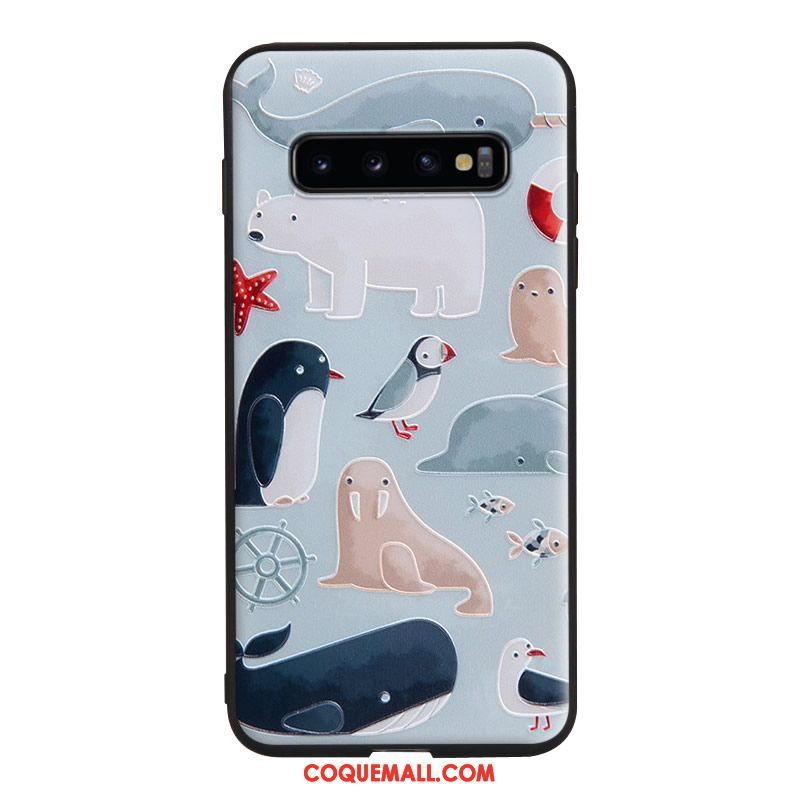 Étui Samsung Galaxy S10 Téléphone Portable Étoile Vert, Coque Samsung Galaxy S10 Gaufrage Charmant