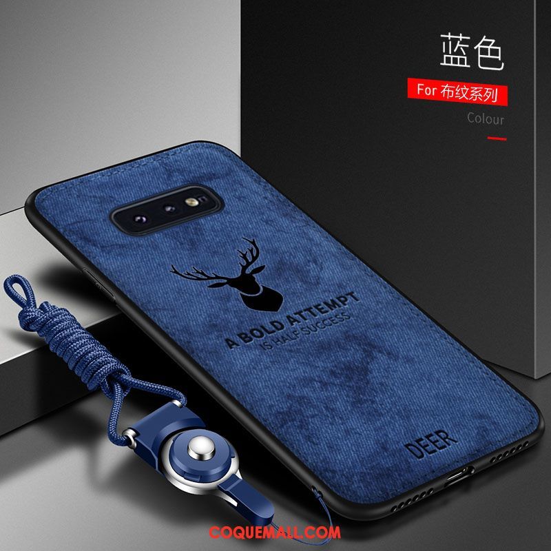 Étui Samsung Galaxy S10e Fluide Doux Bleu Tissu, Coque Samsung Galaxy S10e Silicone Téléphone Portable