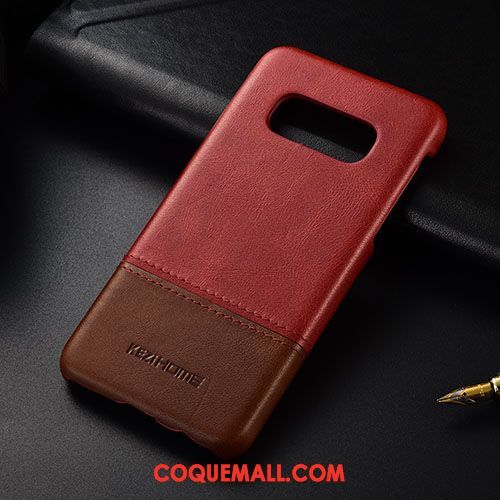 Étui Samsung Galaxy S10e Étoile Cuir Véritable Rouge, Coque Samsung Galaxy S10e Téléphone Portable Très Mince