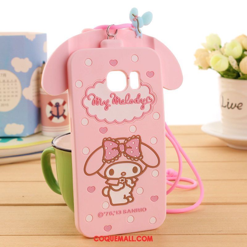 Étui Samsung Galaxy S6 Edge Ornements Suspendus Silicone Rose, Coque Samsung Galaxy S6 Edge Mignonne Étoile