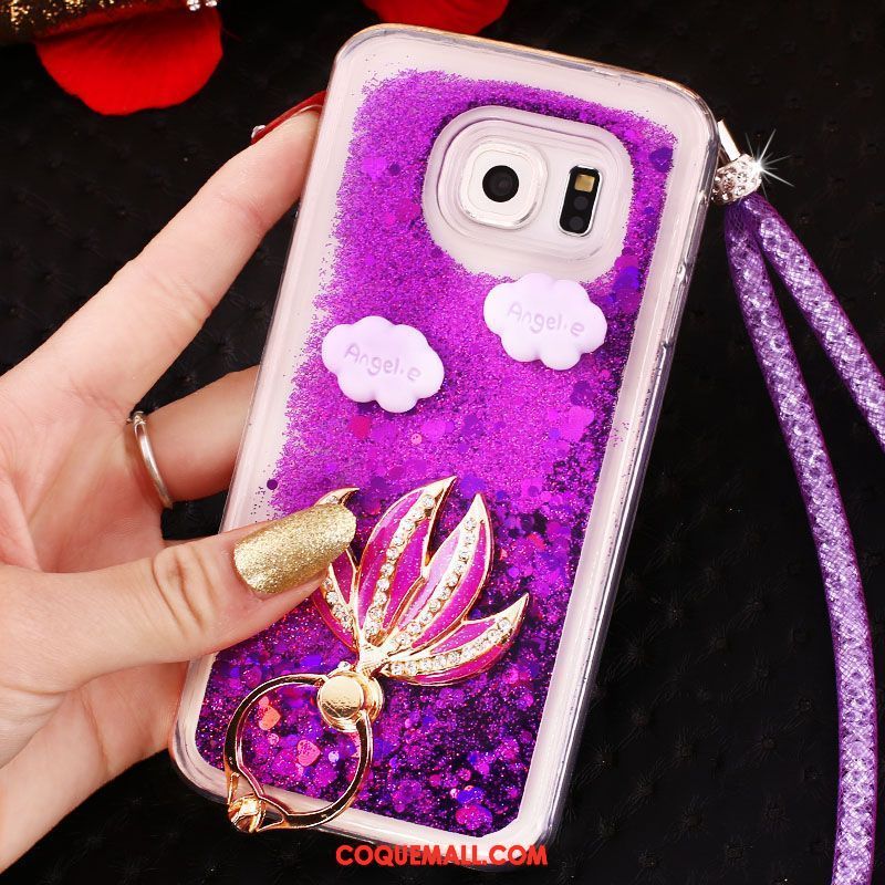 Étui Samsung Galaxy S6 Edge Violet Étoile Quicksand, Coque Samsung Galaxy S6 Edge Strass Téléphone Portable