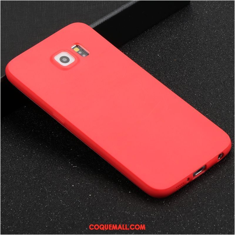 Étui Samsung Galaxy S6 Rouge Étoile Protection, Coque Samsung Galaxy S6 Modèle Fleurie Fluide Doux