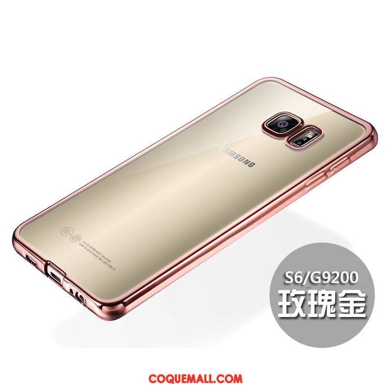 Étui Samsung Galaxy S6 Silicone Or Rose Très Mince, Coque Samsung Galaxy S6 Protection Étoile