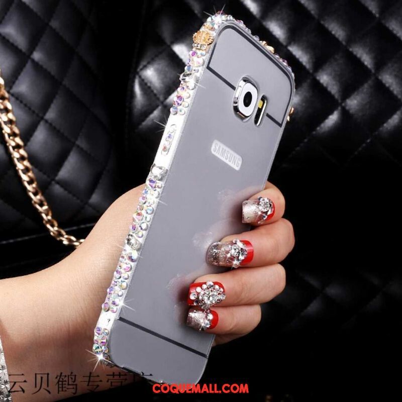 Étui Samsung Galaxy S6 Strass Métal Argent, Coque Samsung Galaxy S6 Protection Border