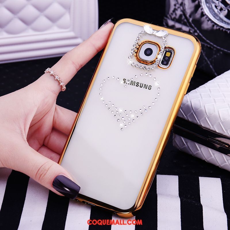 Étui Samsung Galaxy S6 Téléphone Portable Or Étoile, Coque Samsung Galaxy S6 Protection Transparent