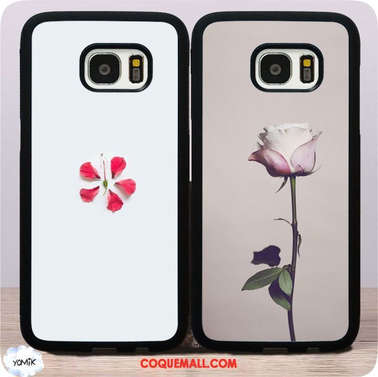 Étui Samsung Galaxy S7 Blanc Nouveau Silicone, Coque Samsung Galaxy S7 Téléphone Portable Fleurs