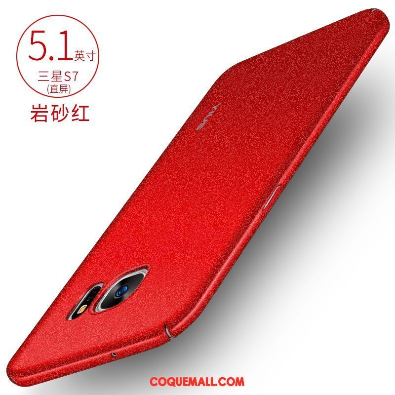 Étui Samsung Galaxy S7 Délavé En Daim Rouge Téléphone Portable, Coque Samsung Galaxy S7 Très Mince Couvercle Arrière