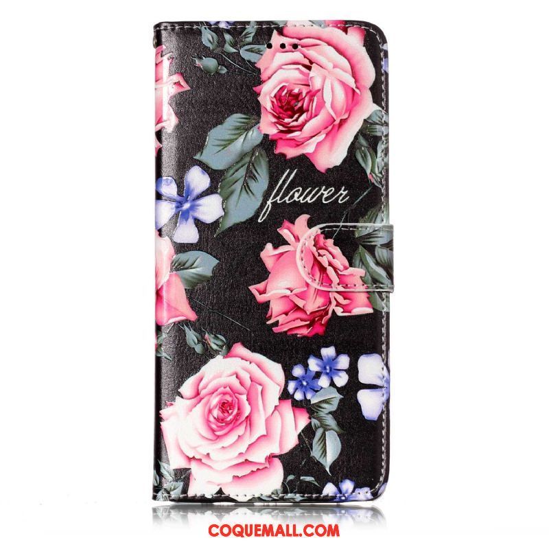 Étui Samsung Galaxy S7 Edge Fleur Pivoine Gaufrage, Coque Samsung Galaxy S7 Edge Étoile Noir