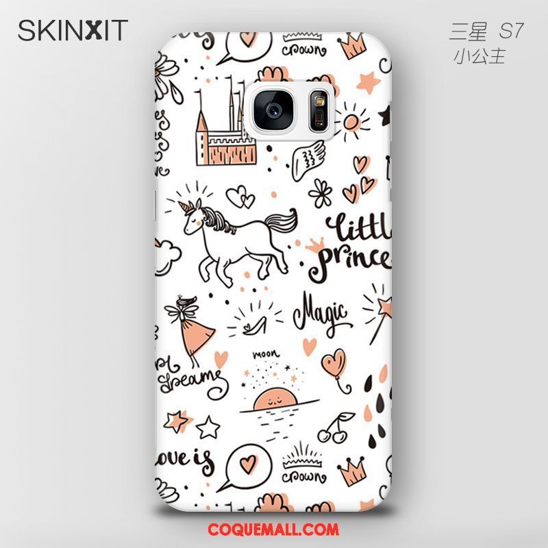 Étui Samsung Galaxy S7 Edge Princesse Blanc Téléphone Portable, Coque Samsung Galaxy S7 Edge Petit Graffiti