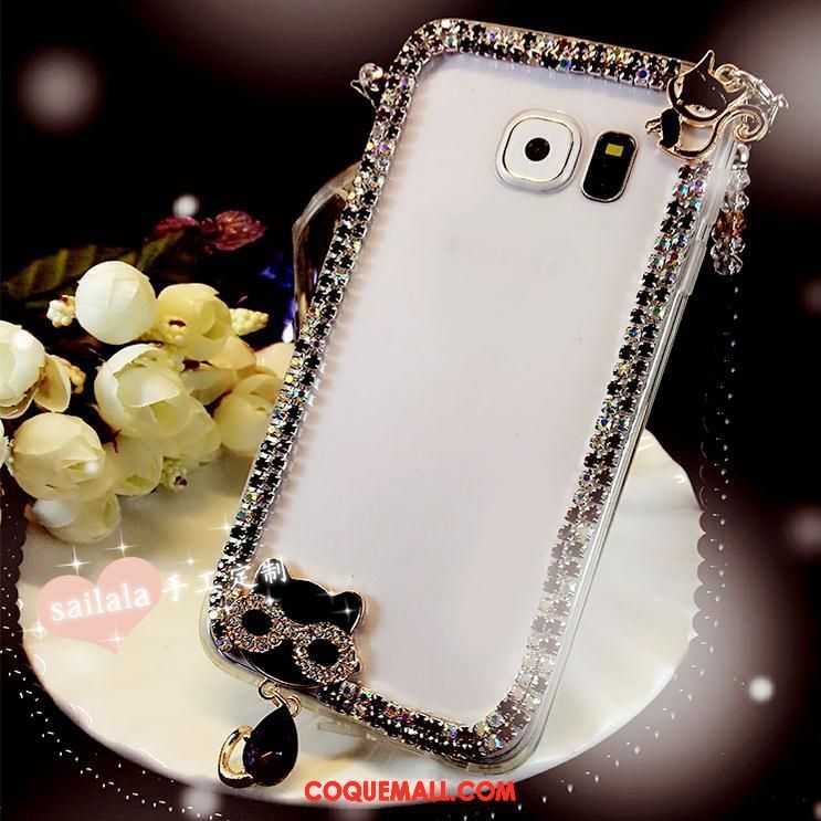 Étui Samsung Galaxy S7 Edge Silicone Noir Strass, Coque Samsung Galaxy S7 Edge Difficile Étoile