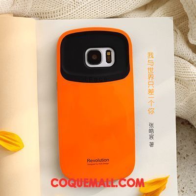 Étui Samsung Galaxy S7 Téléphone Portable Couleur Unie Incassable, Coque Samsung Galaxy S7 Orange Amoureux