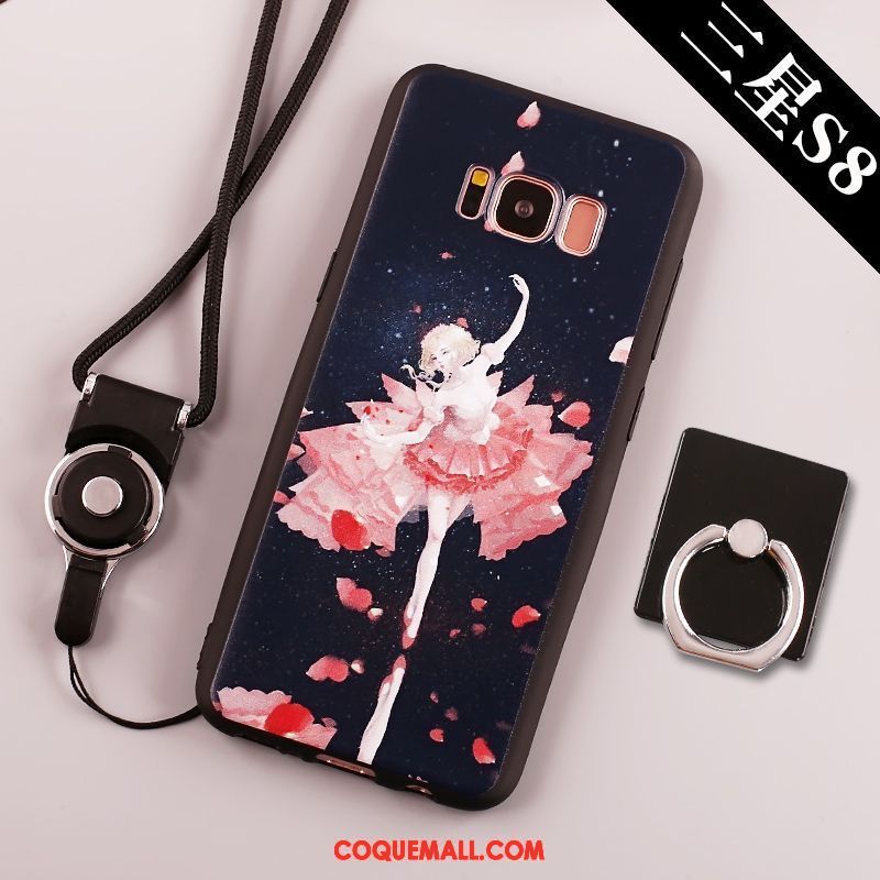 Étui Samsung Galaxy S8+ Grand Téléphone Portable Anneau, Coque Samsung Galaxy S8+ Fluide Doux Noir