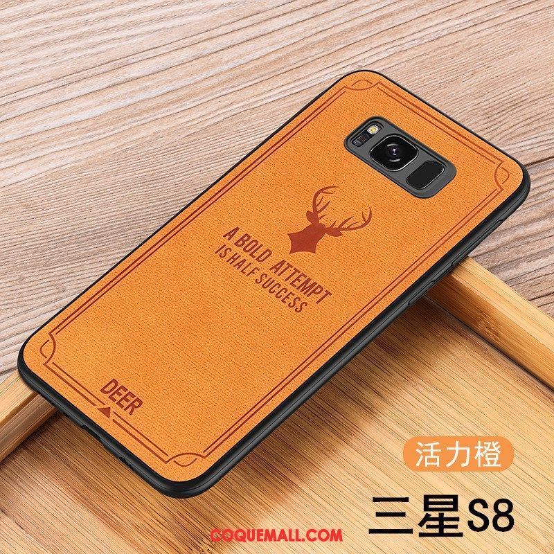 Étui Samsung Galaxy S8 Silicone Modèle Fleurie Incassable, Coque Samsung Galaxy S8 Couvercle Arrière Orange