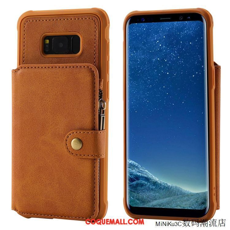 Étui Samsung Galaxy S8 Simple Portefeuille Téléphone Portable, Coque Samsung Galaxy S8 Étoile Carte Braun