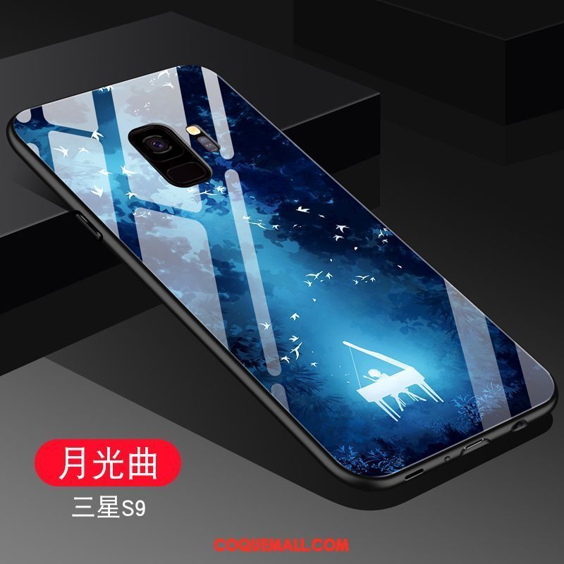 Étui Samsung Galaxy S9 Créatif Incassable Téléphone Portable, Coque Samsung Galaxy S9 Bleu Verre