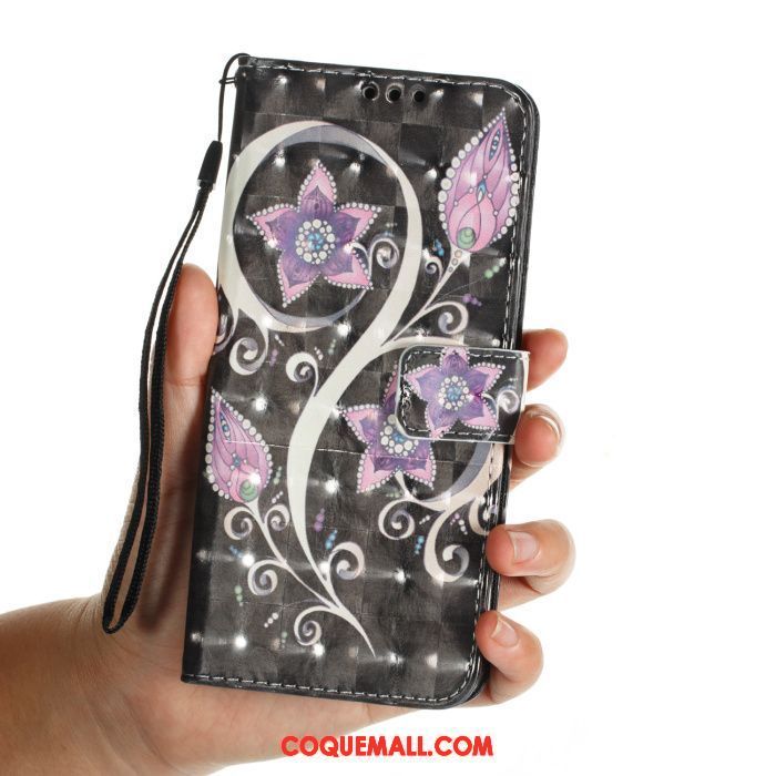 Étui Samsung Galaxy S9+ Dessin Animé Noir Clamshell, Coque Samsung Galaxy S9+ Protection Téléphone Portable