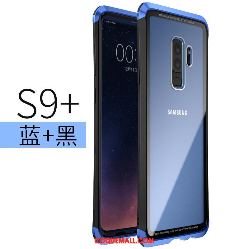 Étui Samsung Galaxy S9+ Difficile Téléphone Portable Bleu, Coque Samsung Galaxy S9+ Incassable Métal